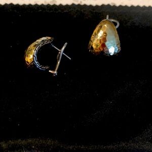 John Hardy earrings. 18k and sterling silver. Hammered 18k.